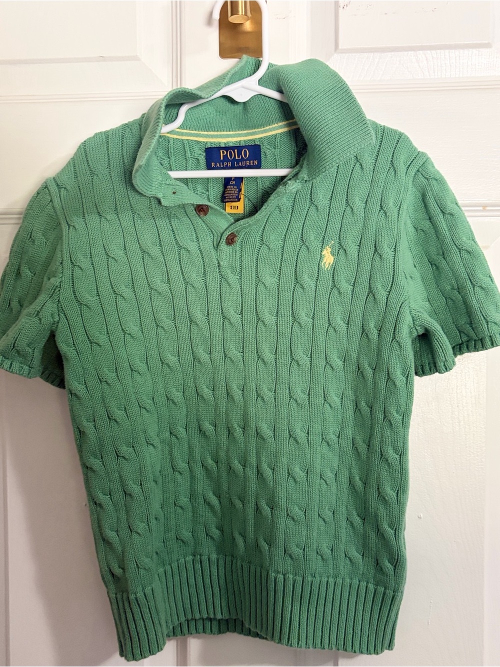 Polo by Ralph Lauren Green Cable Knit Short Sleeve Polo